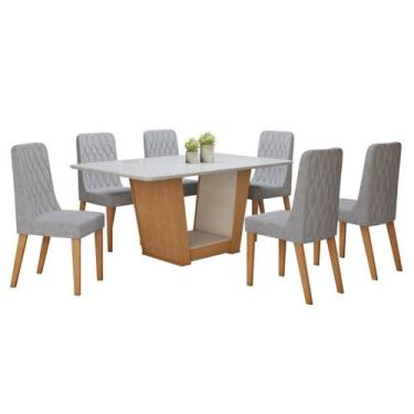 Imagem de Conjunto Sala de Jantar 6 Lugares Retangular Tampo Vidro/MDF Mesa Apog