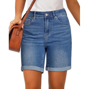 Imagem de Shorts luvamia jeans de cintura alta para mulheres, tamanho GG 16-18