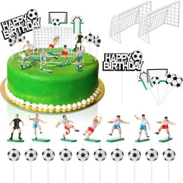 Imagem de Cake Topper Decorations Tallew Soccer Feliz Aniversário, 24 unidades