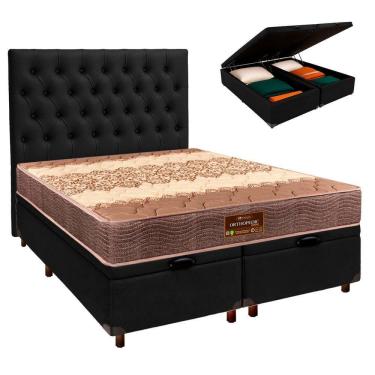 Imagem de Conjunto Cama Box Bau Blindado Casal + Colchão D26 Ortophedic Sankonfort + Cabeceira