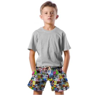 Imagem de Shorts Infantil Bermuda Calção Praia Verão Personagens Desenho Cartoon