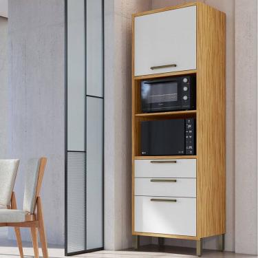 Imagem de Torre Quente Syrah 2 Portas 2 Gavetas 100% Mdf Amêndoa/Branco - Rio Doce