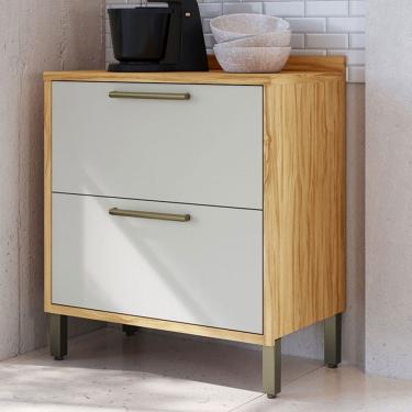 Imagem de Balcão de Cozinha 80 Cm Syrah 1 Porta 1 Gaveta 100% Mdf Amêndoa/Off White - Rio Doce