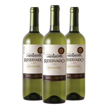 Imagem de Kit 03 Un Vinho Santa Carolina Reservado Sauvig. Blanc 750ml