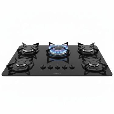 Imagem de Cooktop Fogatti à Gás Fgt 5b Tc Vidro Preto Flange Esmaltada Preto Biv