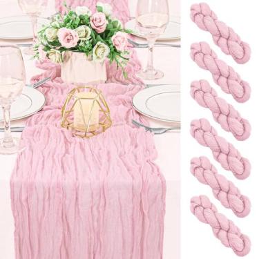 Imagem de Corredor de mesa de gaze HAISIWLKJ rosa 3m Boho Rustic x6