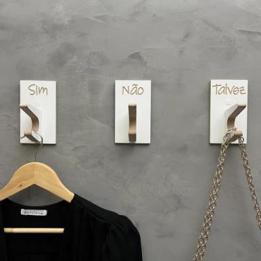 Imagem de 3 Ganchos Penduradores Provador Lojas Sim Não Talvez Duplo roupas aces