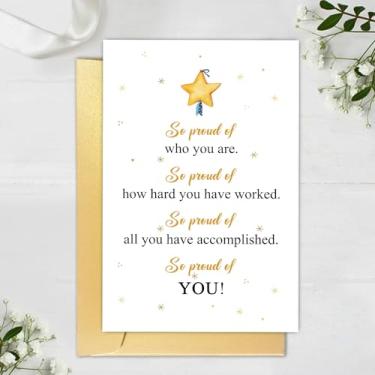 Imagem de Cartão Proud of You, cartão de formatura para ele ela, cartões de parabéns para filho filha amigo, bem feito, novo trabalho, promoção, incentivo