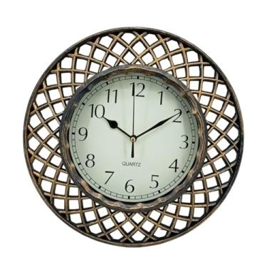 Imagem de Relogio De Parede Retro Vintage 30 Cm(xadrez clássico dourado)