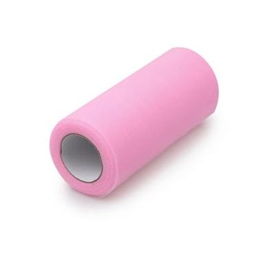 Imagem de Rolo de tecido de tule de fita de tule rosa 15 cm por 25 metros carretel de tecido para decoração de tecido rosa DIY suprimentos de artesanato