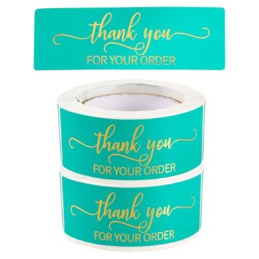 Imagem de Etiqueta autoadesiva Thank You for Your Order, 2 rolos 240 peças de etiquetas retangulares de papel para pequenas empresas, embalagem de saco de embrulho, envelopes de bolha