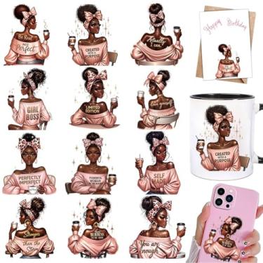 Imagem de UV DTF Cup Wraps Transfer - 12 padrões rosa Girl Boss UV DTF copo adesivo para caneca de cerâmica garrafa de água de vidro, artesanato DIY para notebook, bagagem, laptop, carro, decalque de