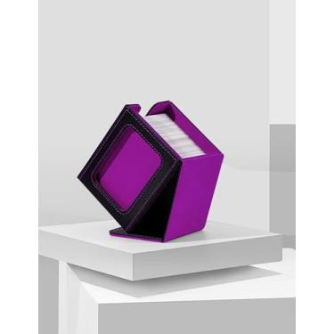 Imagem de Card Deck Box with MTG Commander Display, Deck Case Holds 100+ Double-Sleeved Cards, Trading Card Storage Box Fits TCG/PTCG/Sports Card（Black&Purple）