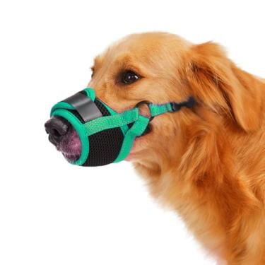 Imagem de Focinheira de algodão para cães, pacote com 1 (verde esmeralda, GG) - Equipamento macio antimastigação