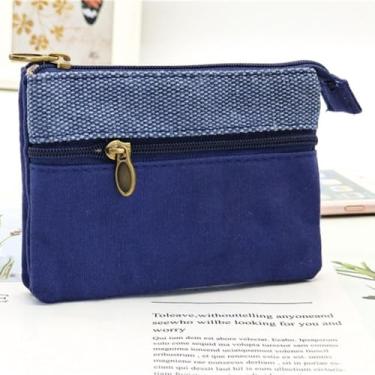 Imagem de Bolsa de cartão durável, organizador de moedas, carteira feminina, Azul, Tendência