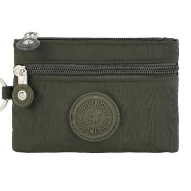 Imagem de Bolsa de moedas, carteira de lona, bolsa de dinheiro, portátil, suporte para cartão de crédito masculino e feminino, Verde militar, Tendência