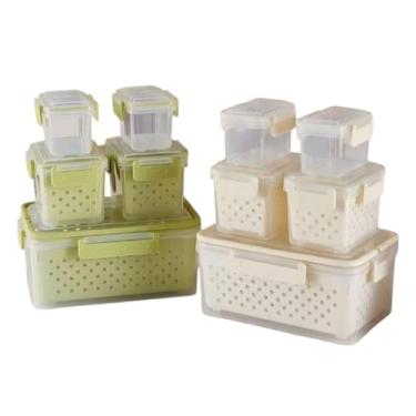 Imagem de Conjunto de 5 Potes Herméticos com Tampa e Cesto Organizador, Potes e Porta-Mantimentos Cores Sortidas