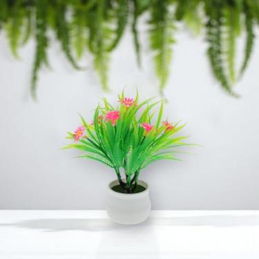 Imagem de Generic 1 miniplanta artificial de girassol em vaso de plástico rosa 8 x 8 x 16 cm