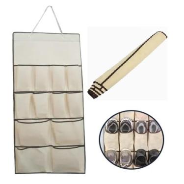 Imagem de Sapateira Porta Parede Organizador Vertical Sapatos Acessorios Flexivel 12 Nichos Divisorias Grande