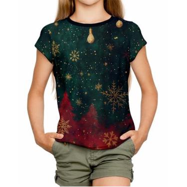 Imagem de Camiseta Meninas Feliz Natal UV50 Blusa Fantasia Infantil e4 - ALEMARK