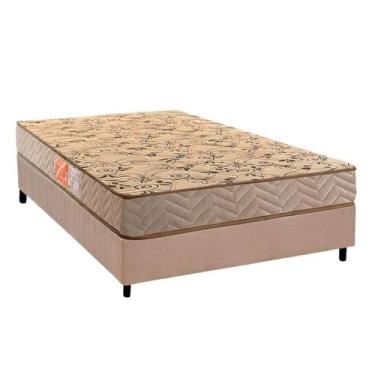 Imagem de Cama box casal linho bege com colchão d33 138x188x58 paropas - Shoppin