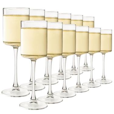 Imagem de HAKEEMI Conjunto de taças de vinho cilíndricas de 340 a 293 ml, taças de vinho espumante para aniversário, festa, casamento