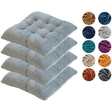 Imagem de Almofadas Para Cadeira Conjunto De 4 Almofadas De Assento Verde Escuro Para Cadeiras De Jantar Almofadas De Cadeira De Cozinha Feitas De Algodão Macio Veludo De Cristal Alm, Burgundy Red, 40cm