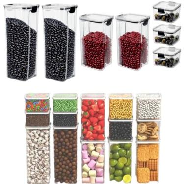 Imagem de Porta Mantimentos, Kit Completo Cozinha Potes Herméticos Empilháveis Trava Segurança Reforçada 100% Vedado(F - 2x 2,2L + 2x 1L + 4X 500ml)