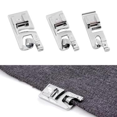 Imagem de Conjunto de 3 peças de calcador de bainha enrolada, 3 mm, 4 mm, 6 mm, kit para costura de calcador de bainha enrolada para, Brother, Janome, máquina de costura multifuncional doméstica