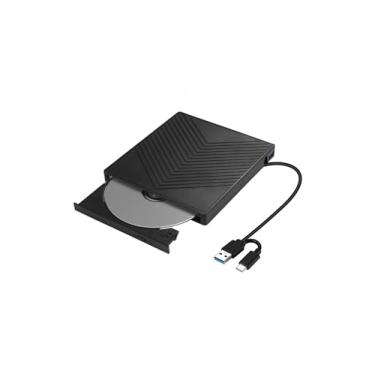 Imagem de Gravador e Leitor DVD Externo USB 3.0 Portátil Slim, Unidade de Disco Ótico com Hub 4 Portas USB e 2 Ranhuras para Cartões TF/SD, Compatível com PC, Notebook, Mac e Windows