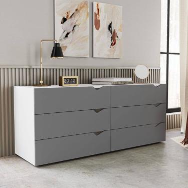 Imagem de Cômoda 6 Gavetas Porto Branco Cinza Politorno Móveis