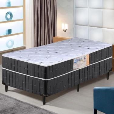 Imagem de Cama Box Solteiro Conjugado Preto / Branco Floral