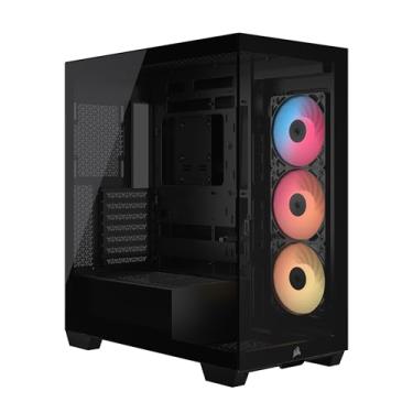 Imagem de Corsair Capa para PC de torre média 3500X RS-R ARGB – 3x ventiladores RS120-R ARGB pré-instalados, braço anti-queda de GPU, cabe até 10 ventoinhas de 120 mm, compatível com placa-mãe de conexão