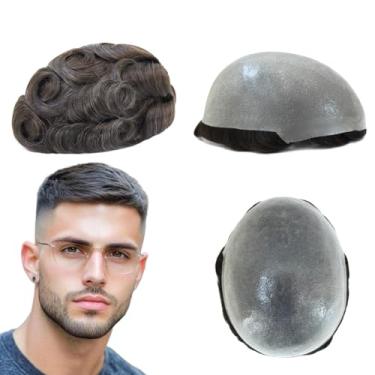 Imagem de Hair Nature Sistema de substituição de cabelo humano para peruca masculina, perucas masculinas, pele fina com nó, unidades de cabelo castanho escuro #2
