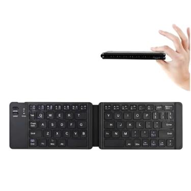 Imagem de Teclado Bluetooth Dobrável Ultraportátil – Sem Fio, Recarregável e Compatível com iOS, Android e Windows, Ideal para Tablets e Smartphones – Preto