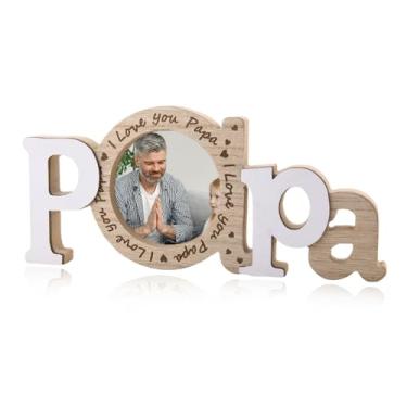Imagem de YangQian Porta-retrato de papai, 8,5 x 8,5 cm, presente de aniversário para vovô, avô, presente de aniversário de netos, enfeite de mesa de madeira para escritório em casa, presente de Natal para vovô