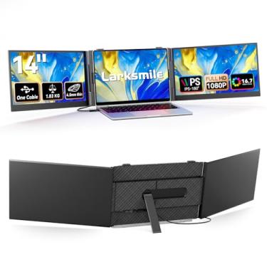 Imagem de Extensor de tela de laptop triplo, IPS de 14 polegadas, configuração de um cabo, monitor portátil para laptop, FHD 1080p, acessório extra multitela, monitor de viagem para Mac, Windows, Android, iOS