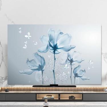 Imagem de Capa de TV de 32-80 polegadas Protetor de tela à prova de poeira e anti-arranhões Tecido de poliéster macio impresso Proteção de monitor sala de estar decorativa-flor||75 polegadas