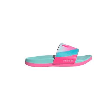 Imagem de adidas Sandália infantil unissex Adilette Comfort Messi Slide, branco/preto/prata metálico., 12 Little Kid