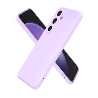 Imagem de Oakxco Capa de silicone para Samsung Galaxy S23 Fe, ultrafina, fina, para mulheres, meninas, cor lisa, minimalista, estética, fofo, design feminino, gel de borracha macia com capa para câmera, lavanda