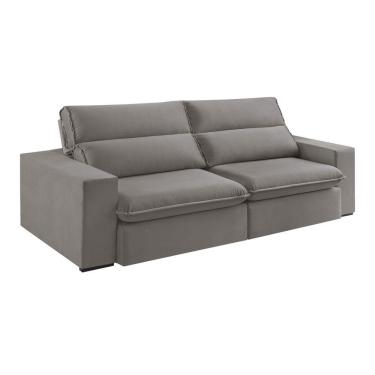 Imagem de Sofá Retrátil E Reclinável Bee 2,50 M Veludo Cor Cinza 2103 Usb Sem Kit Usb