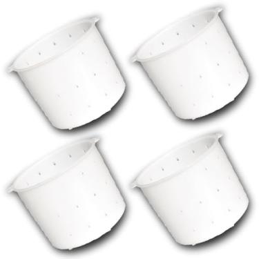 Imagem de Forma para Queijo Minas Frescal e Ricota, Polietileno Branco, 1kg, 4 Unidades, 120x149x149mm, Com Tela Rígida e Furos