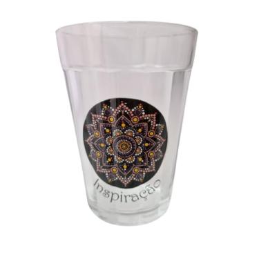 Imagem de Copo Vidro Americano Mandala Inspiração Presente Decoração