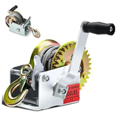 Imagem de Guincho Manual Carretilha com Cabo Aço 10m, Mais Segurança e Força, Reboque Rápido com Cabo Aço 10m Reforçado, Cargas Pesadas Sem Risco