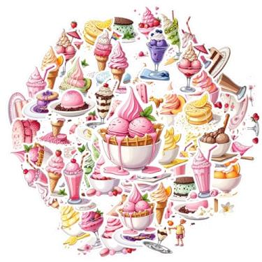 Imagem de 50 peças de sorvete, sobremesas, doces, sorvete, adesivos, doces, cremosos, para mala, geladeira, telefone, bagagem, laptop, guitarra, carro, brinquedos, faça você mesmo, telefone, laptop, scrapbook