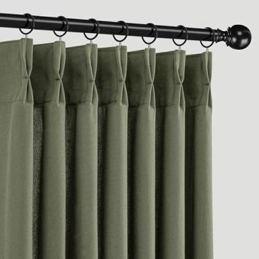 Imagem de Cortinas plissadas com estampa de memória verde-oliva, cortina plissada texturizada de linho grosso com filtros de luz, cortina plissada texturizada de linho com ganchos e clipes, cortina em formato