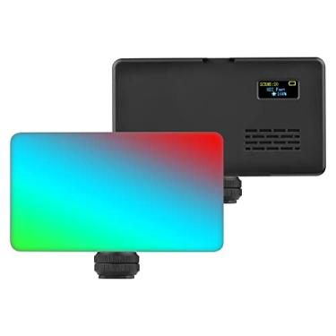 Imagem de Luz de vídeo RGB de bolso Luz de preenchimento LED 2500K-9000K Regulável 20 efeitos de iluminação Bateria embutida com adaptador de montagem de sapata fria para Vlog Selfie Iluminação de videoconferê