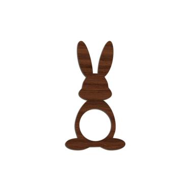 Imagem de Porta Guardanapo Coelho Frente Kit 4 Peças 5,5cmx10cm- Cria Arte Laser Madeira Escuro