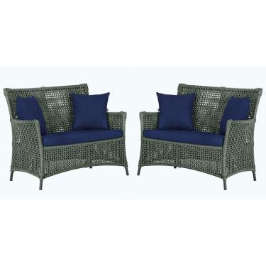 Imagem de 2 Sofás área Externa Igapó Alumínio Preta Corda Náutica E10 Verde