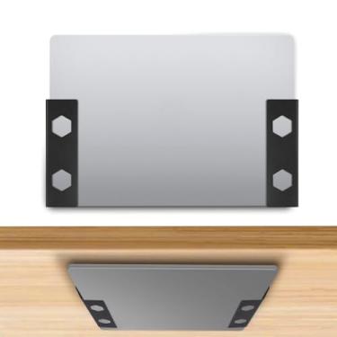 Imagem de Suporte para Laptop Uso Embaixo Mesa, Prateleira de Mesa Preta Montagem na Parede com Parafusos Suporte Antiderrapante para Laptop Book Tablets e Teclados